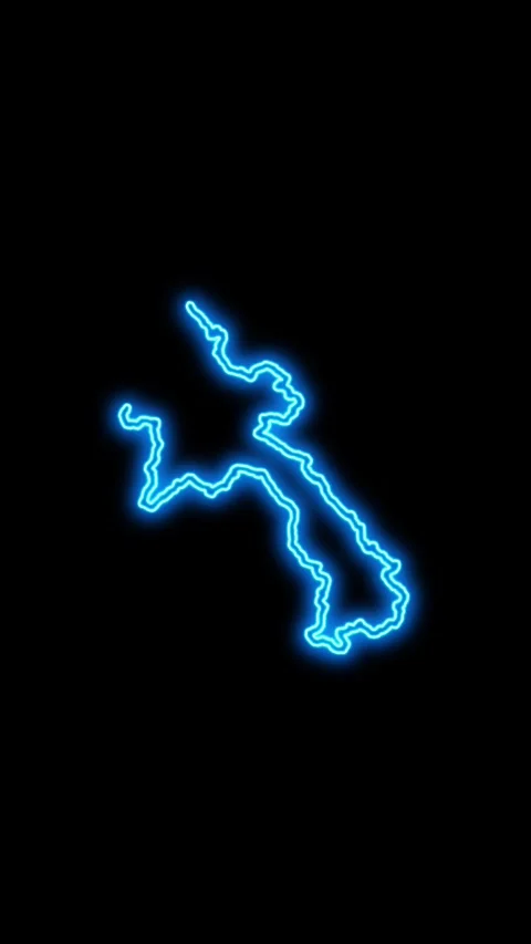 Laos Map Outline Neon Lights Stock Footage 333056653
