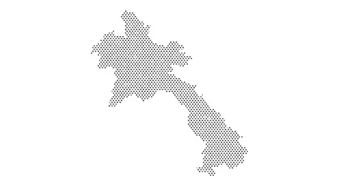 Laos map from particles, dots. Digital silhouette. Abstract animation backg.. Stock Footage 325214487