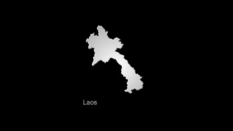 Laos map transforming with light effect on black background Stock Footage 318590264