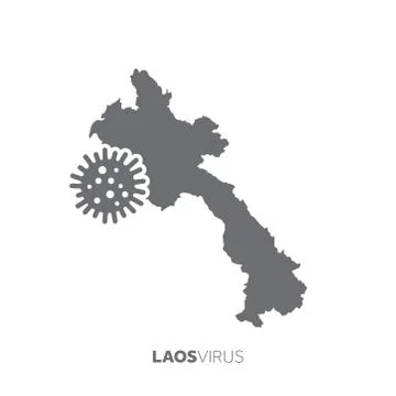 Laos map with a virus microbe. Illness and disease outbreak Stock Illustration