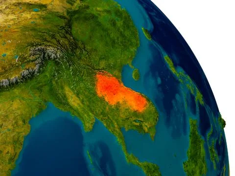 Laos on model of planet Earth Stock Illustration