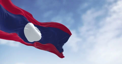 Laos national flag waving in the wind Stock Footage 346759458