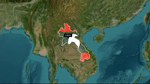 Laos new  map with flag Video stock 294085206