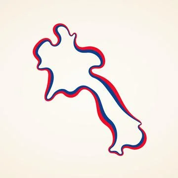 Laos - Outline Map Stock Illustration