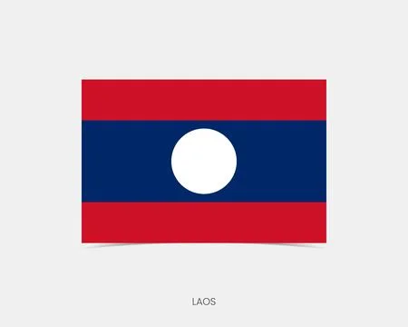 Laos Rectangle flag icon with shadow. Stock Illustration