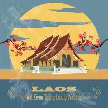 Laos. Retro styled image Stock Illustration