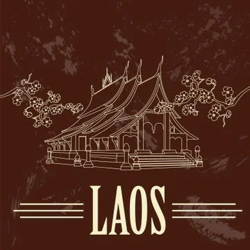 Laos. Retro styled image Stock Illustration