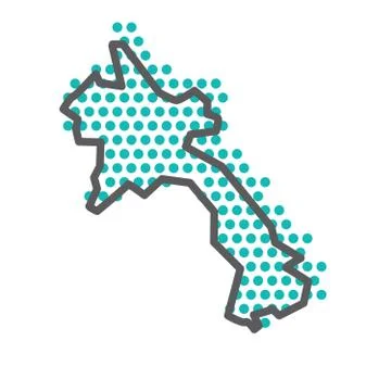Laos simple outline map with green halftone dot pattern Illustrazione stock