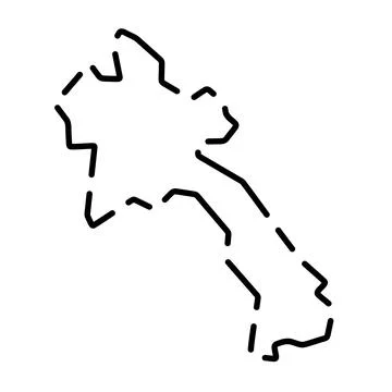 Laos simplified broken outline vector map 스톡 일러스트
