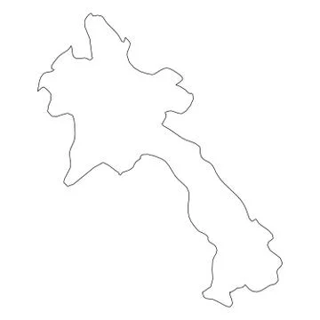 Laos - solid black outline border map of country area. Simple flat vector Stock Illustration