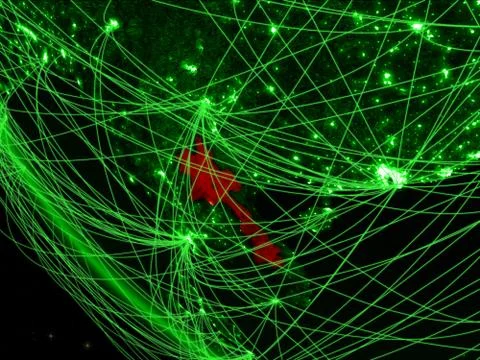 Laos from space with network Stock Illustration