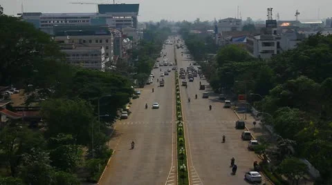 Laos: Traffic in Vientiane Stock Footage 12815704