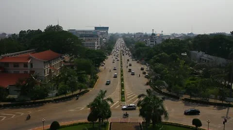 Laos: Traffic in Vientiane. Stock Footage 12816993