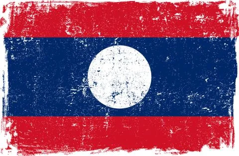 Laos Vector Flag on White Stock Illustration