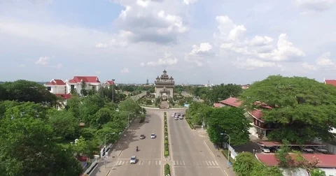 Laos Ventiane Independence Monument Stock Footage 81156953