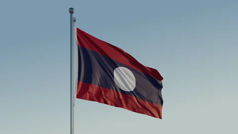 Laos Vientiane Flag loop Cinematic Realistic Waving Blue Sky 스톡 동영상 308791847