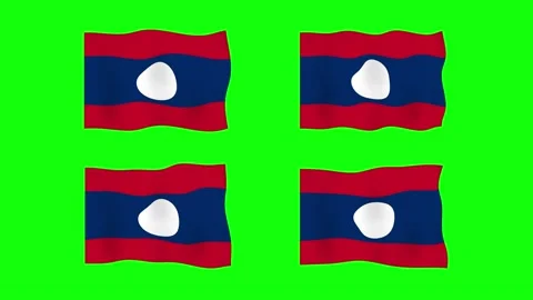 Laos Waving Flag 2D Animation on Green Screen Background. Looping seamless .. Stock Footage 235920715