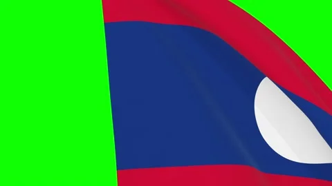 Laos waving flag transition 4k and 1080 HD footage over green screen chroma key. Stock Footage 167596499