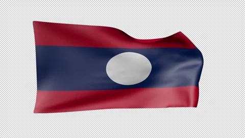 Laos Waving Flag Transparent Alpha Stock Footage 274433468