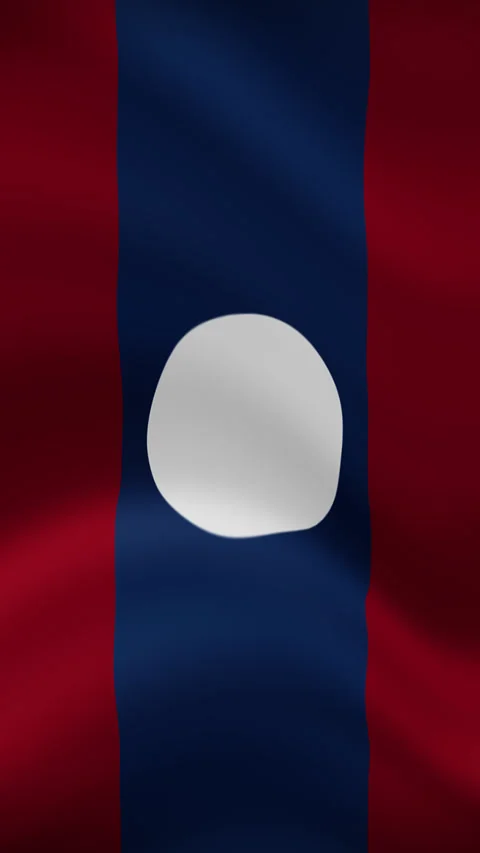Laos Waving Flag in Vertical Orientation – Realistic Loop Animation Stock Footage 294947977