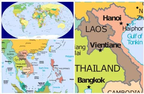 Laos &amp; World Stock Illustration