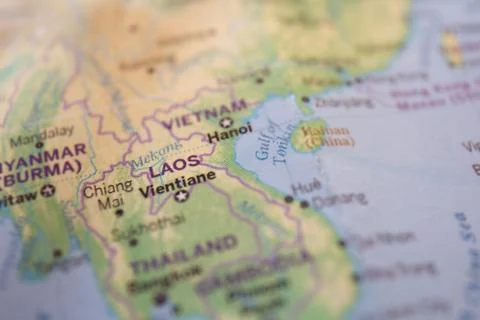 Laos on the world map. Abstract background. Stock Photos