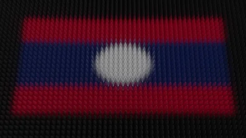 Laotian Flag Light Shining on Scrolling Bullets Stock Footage 312546489