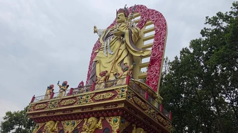 In the Lap of the Himalayas: A Buddha Temple Experience Stock Footage 317070958