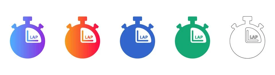 Lap Measurement Timer Icon Set Stock Illustration