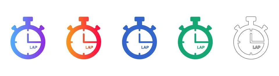 Lap Timer Stopwatch Icon Set Stock Illustration