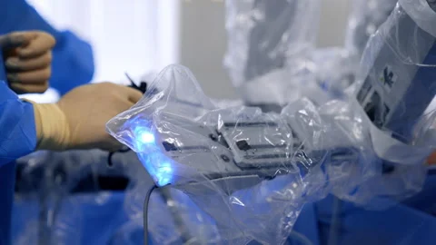 Laparoscopic surgery performed in cooperation of Da Vinci robot  Stock Footage 265498733