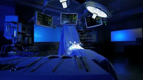 Laparoscopy Healthcare medical hospital theatre surgeons using modern video Stock Footage