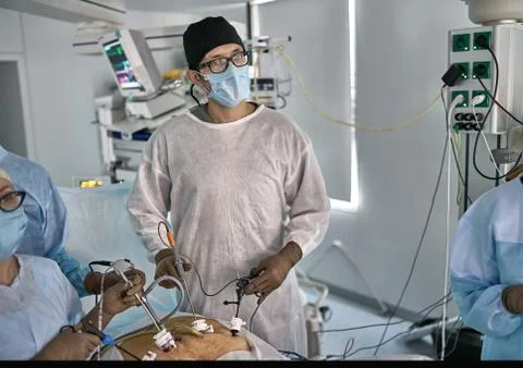 Laparoscopy operation process Stock-Fotos