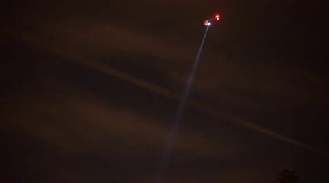 LAPD Helicopter Searching for Suspect at Night -60 seconds- Stock Footage 34656544