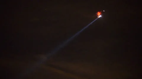 LAPD Helicopter Searching for Suspect at Night Stock Footage 34656756