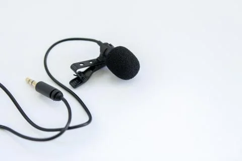 Lapel microphone on a white background Foto stock