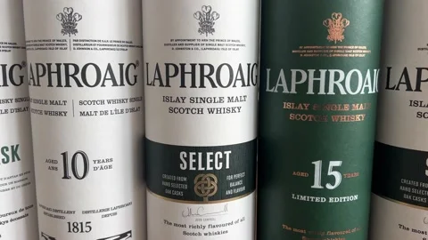Laphroaig display  tubes Stock Footage 197566905