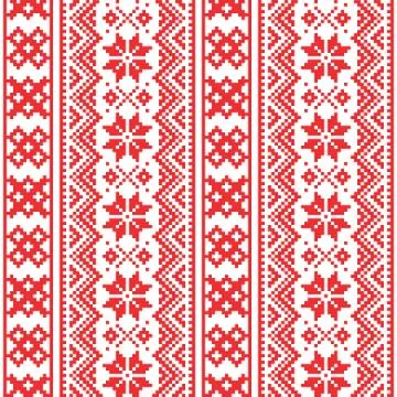 Lapland seamless vector pattern, Scandianvian folk art design, Sami cross stitch Stock Illustration