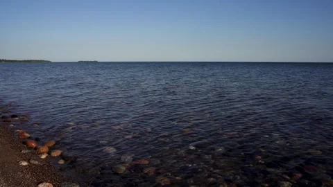 Lapping waves on Lake Superior shore Stock Footage 278052600