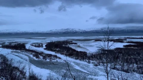 Lappland winter, snowy, arctic landscape in Abisko, Sweden Stock Footage 169761153