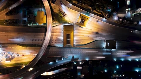 Lapse aerial top view of express toll gate on freeway. Stock-Footage 219267747