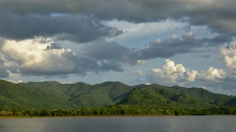 Lapse of clouds with mountain and lake Video stock 51540024
