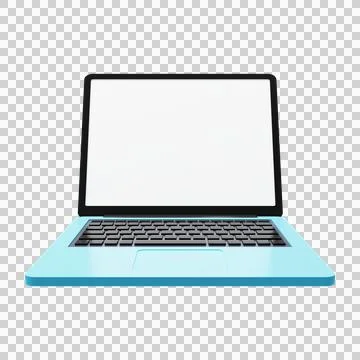 Laptop 3D render. Opened computer screen with keyboard. Stock Illustration