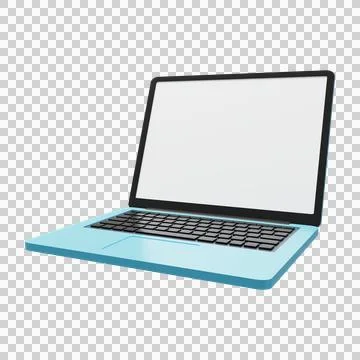 Laptop 3D render. Opened computer screen with keyboard. Stock Illustration