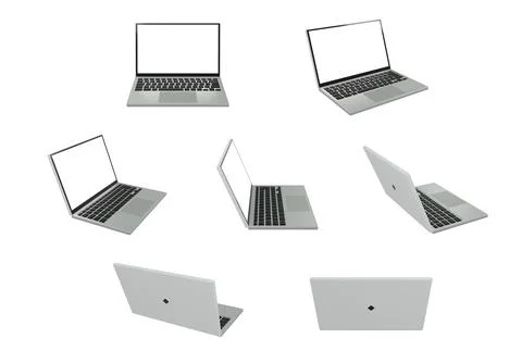 Laptop with 3D structure. Various angles Illustrazione stock