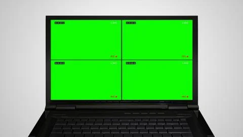 Laptop with 4 display of cctv Stock Illustration