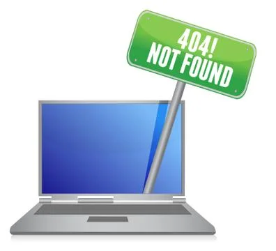 Laptop with a 404 error message illustration design over white Stockillustratie