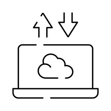 Laptop accessing cloud computing services for data transfer Stock Illustration