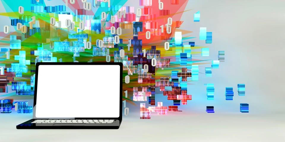 Laptop Advertising Template Illustrazione stock