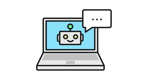 Laptop AI chatbot icon Ilustração Stock